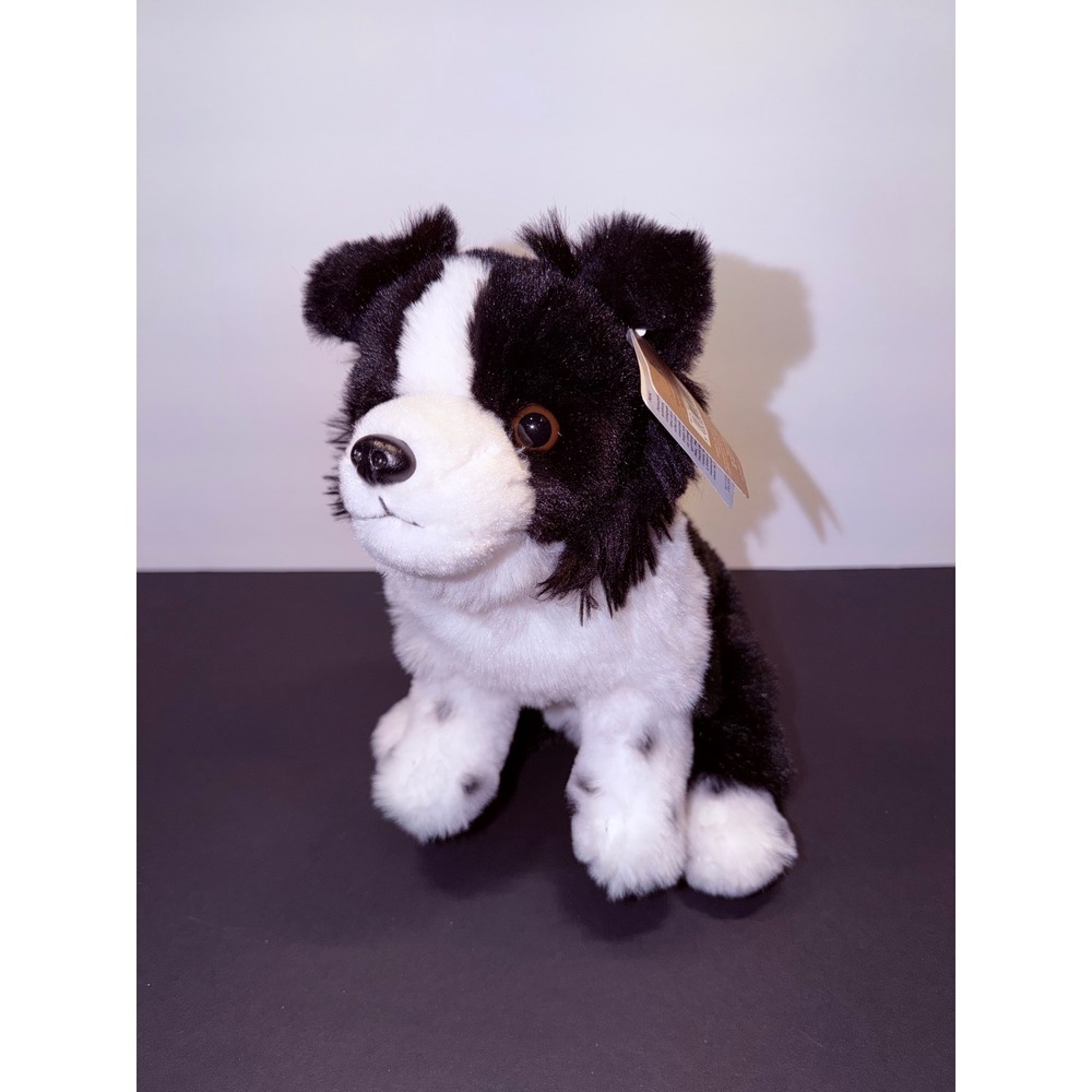 Living Nature‎ Border Collie Plush Puppy Dog Witte Museum Mac Black White 9 Inch